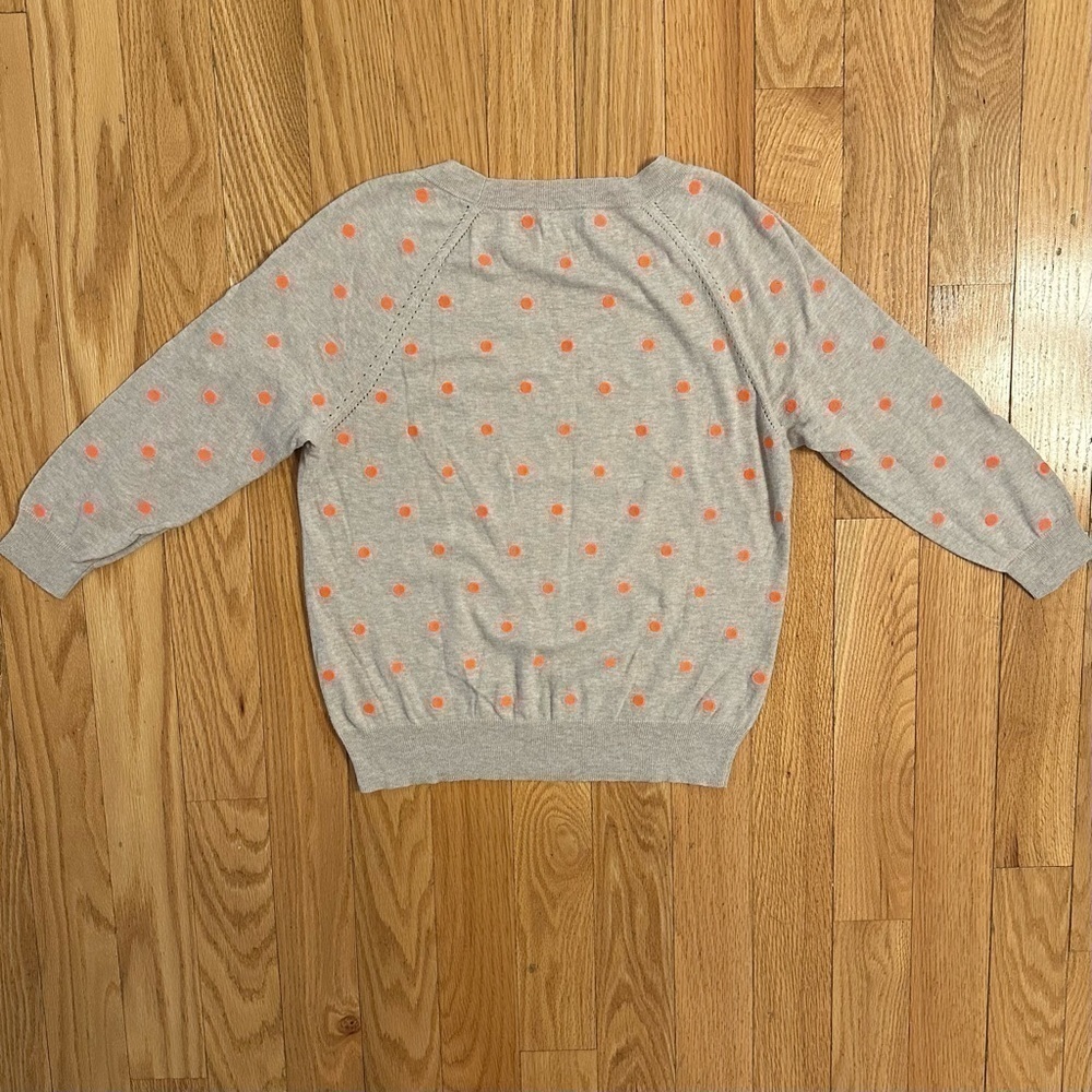 Wallace Madewell Neon Orange Polka Dot Sweater Oatmeal Gray Cotton Size XS - Picture 4 of 7